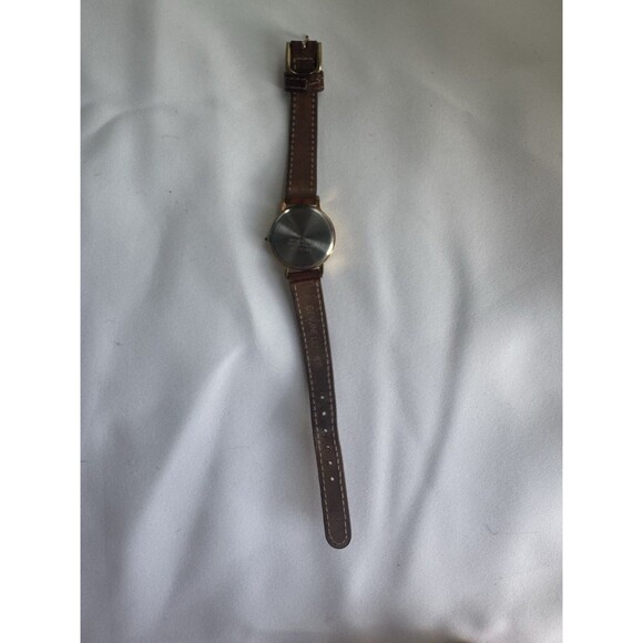 Vintage Lorus Disney Mickey Mouse Watch Gold Dial Brown Leather Quartz Runs main image 5